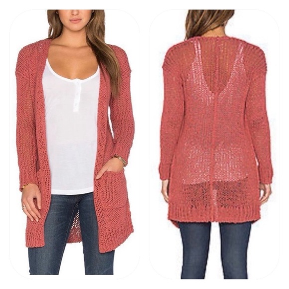 Free People XS rose pink Cotton Crochet Knit Cardigan